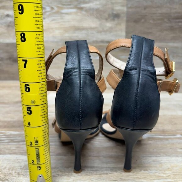 Claudia Ciuti Brown/Black Double Ankle Strap Pumps Women's Size 8.5 - Picture 3 of 6